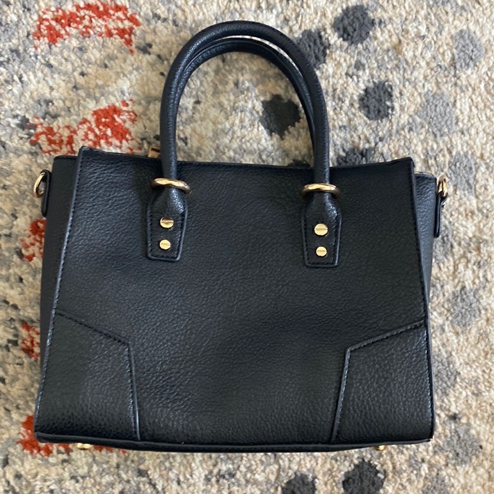 Minimalist Top Handle Structured Bag Black